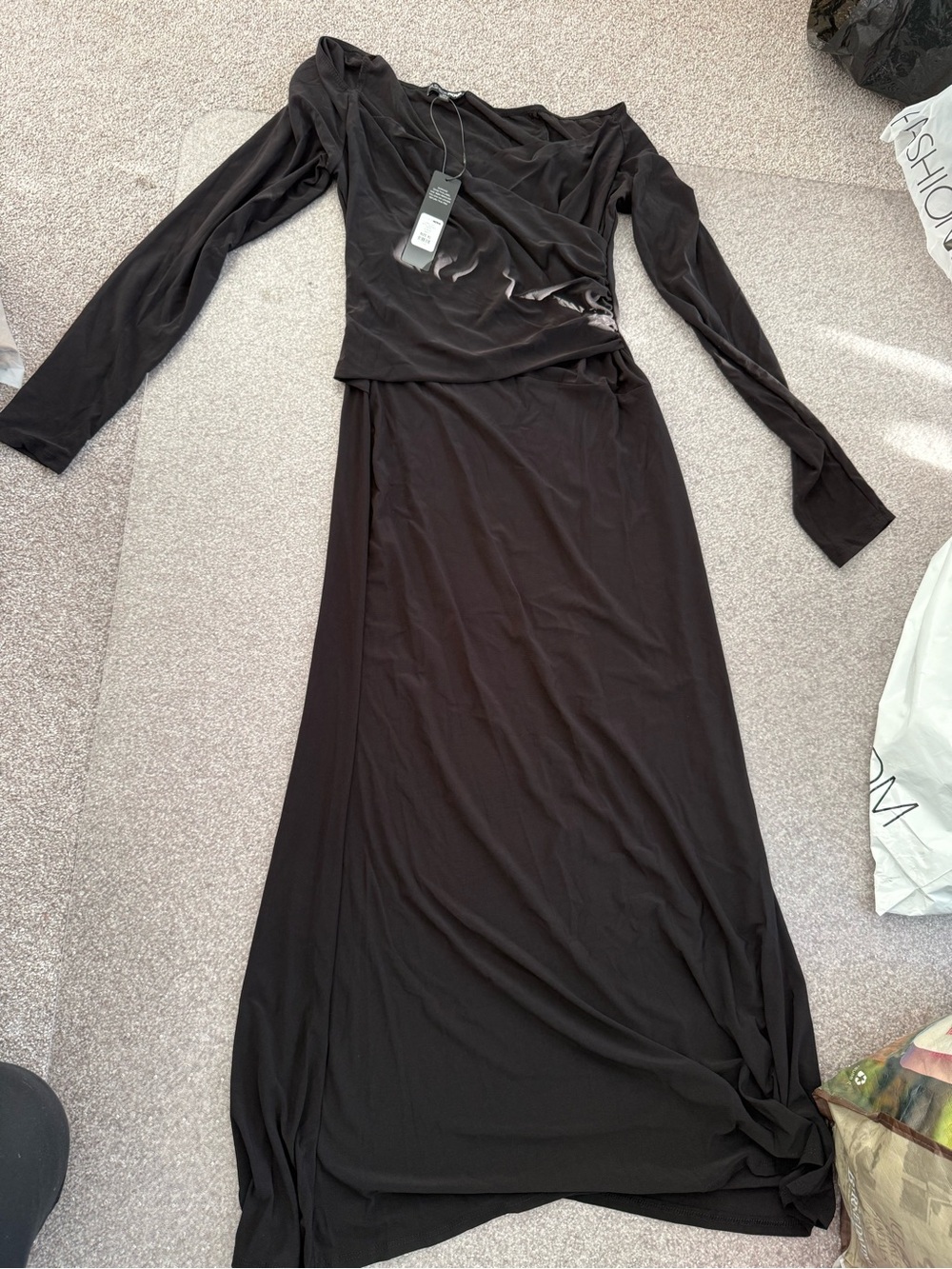 Fashion Nova Black Long Sleeve Maxi Dress